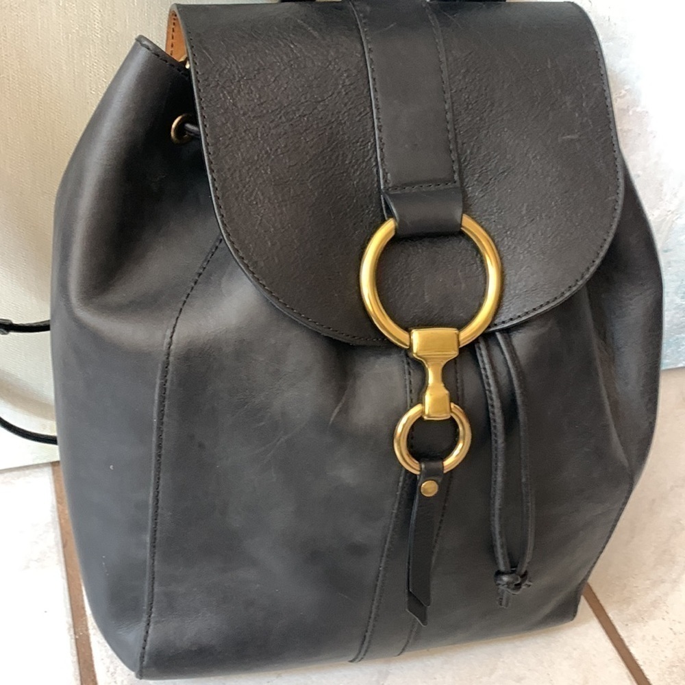 FRYE Black Leather Backpack